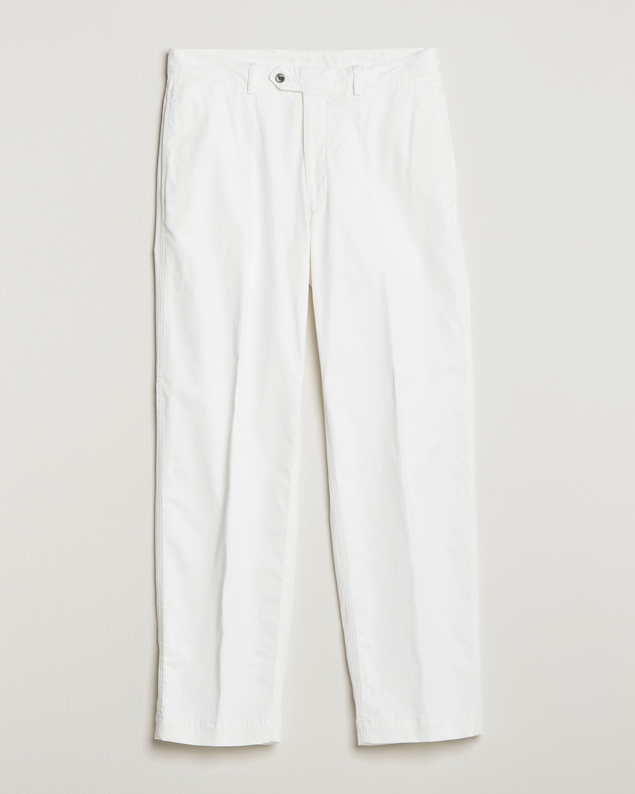 Herr | Byxor | Oscar Jacobson | Tanker Pleat Cotton Trousers Off White