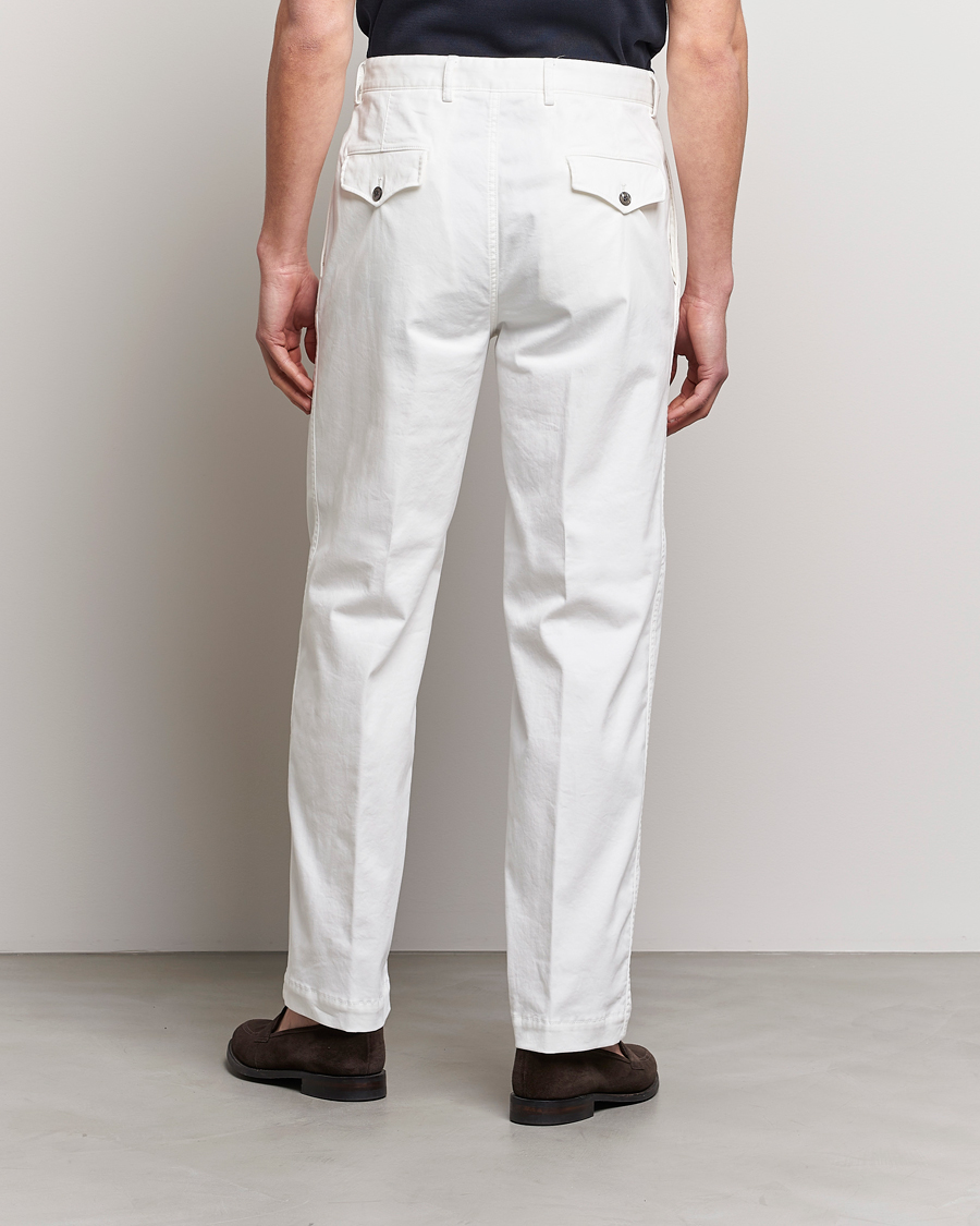 Herr | Byxor | Oscar Jacobson | Tanker Pleat Cotton Trousers Off White