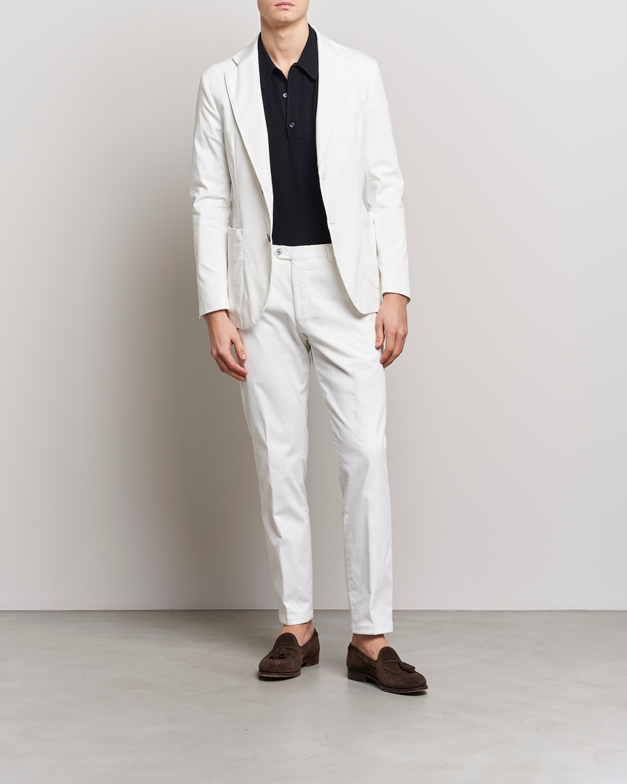 Herr | Byxor | Oscar Jacobson | Denz Casual Cotton Trousers White