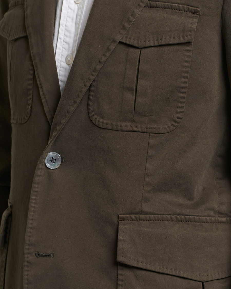 Herr | Kavajer | Oscar Jacobson | Friso Cotton Safari Blazer Dark Green