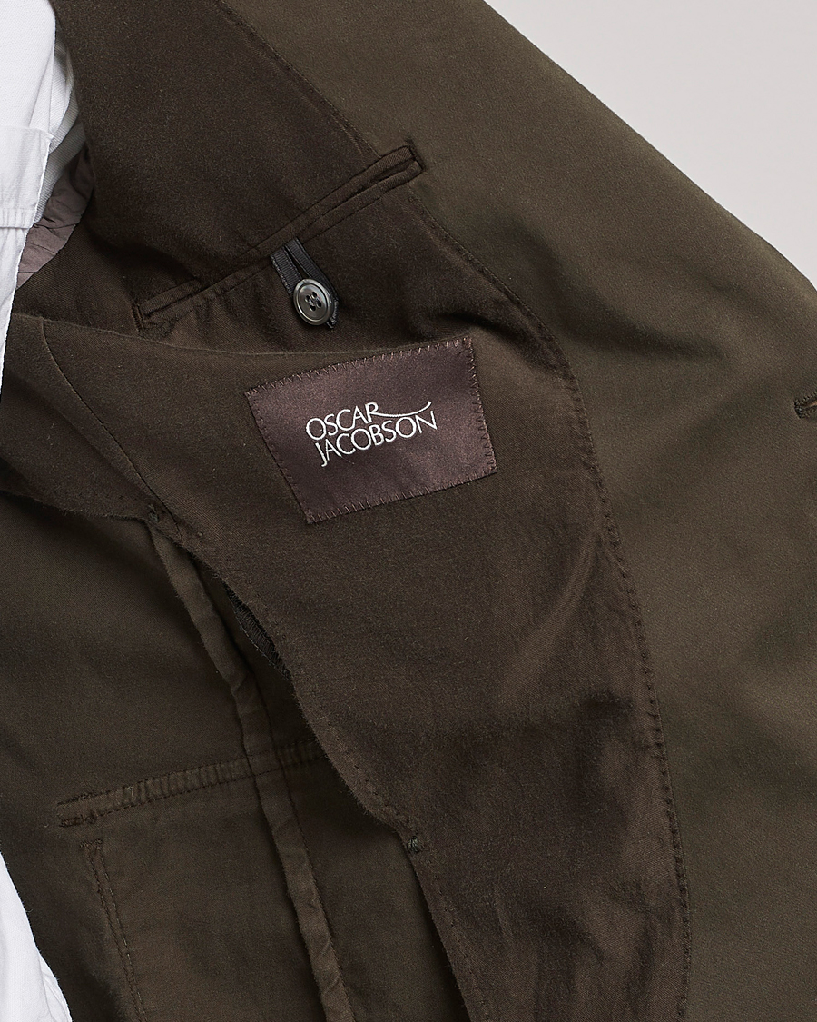 Herr | Kavajer | Oscar Jacobson | Friso Cotton Safari Blazer Dark Green