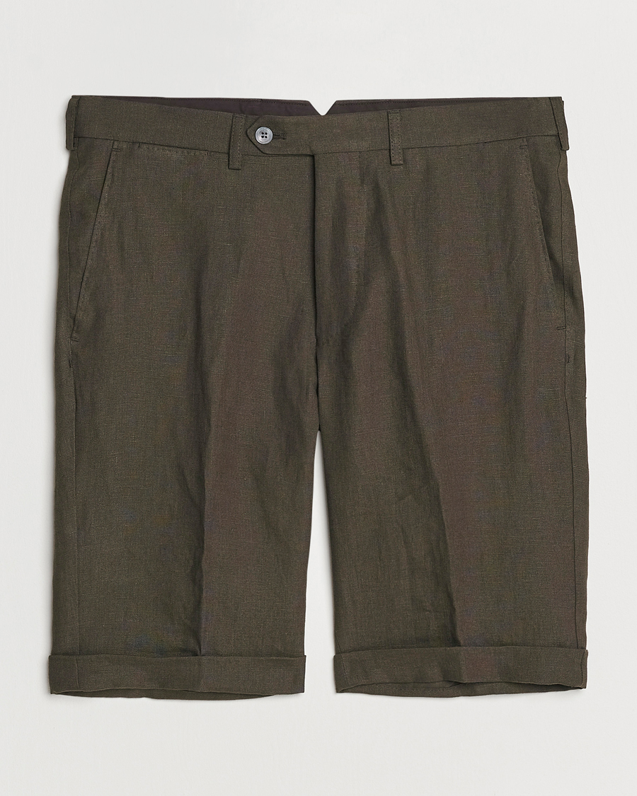 Herr | Shorts | Oscar Jacobson | Declan Linen Shorts Dark Green
