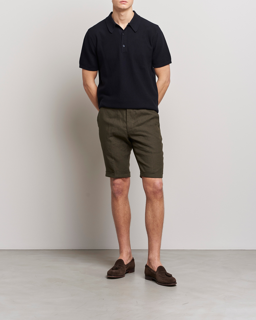 Herr | Shorts | Oscar Jacobson | Declan Linen Shorts Dark Green