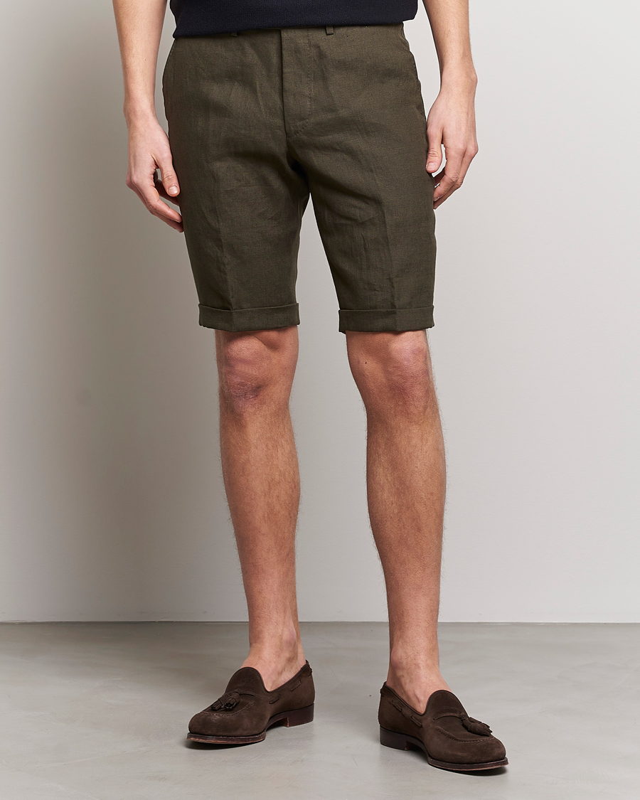 Herr | Shorts | Oscar Jacobson | Declan Linen Shorts Dark Green