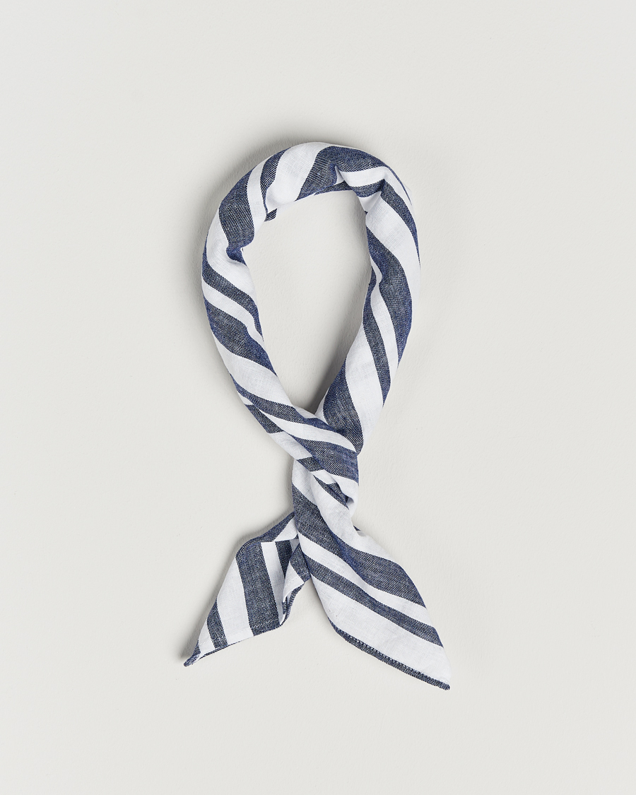 Herr | Oscar Jacobson Riviera Stripe Cotton Bandana White | Oscar Jacobson | Riviera Stripe Cotton Bandana White