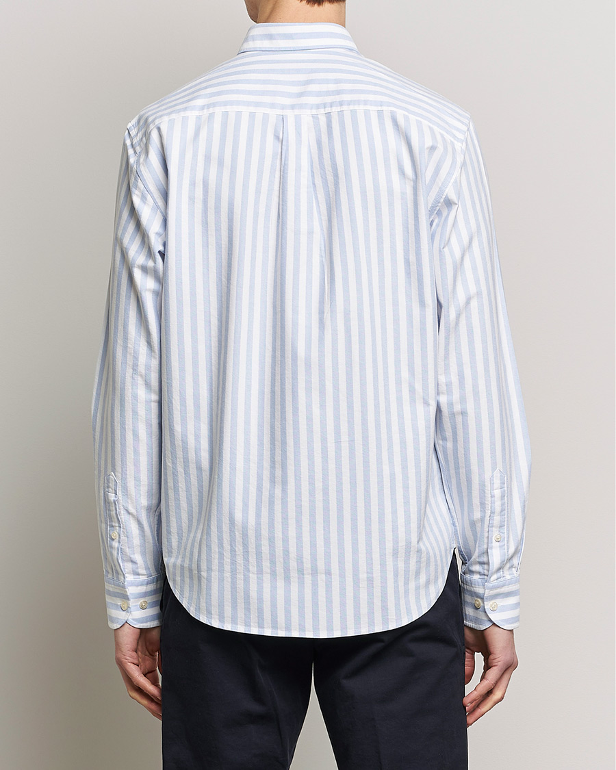 Herr | Skjortor | Oscar Jacobson | Regular Fit Button Down Striped Oxford Shirt Blue