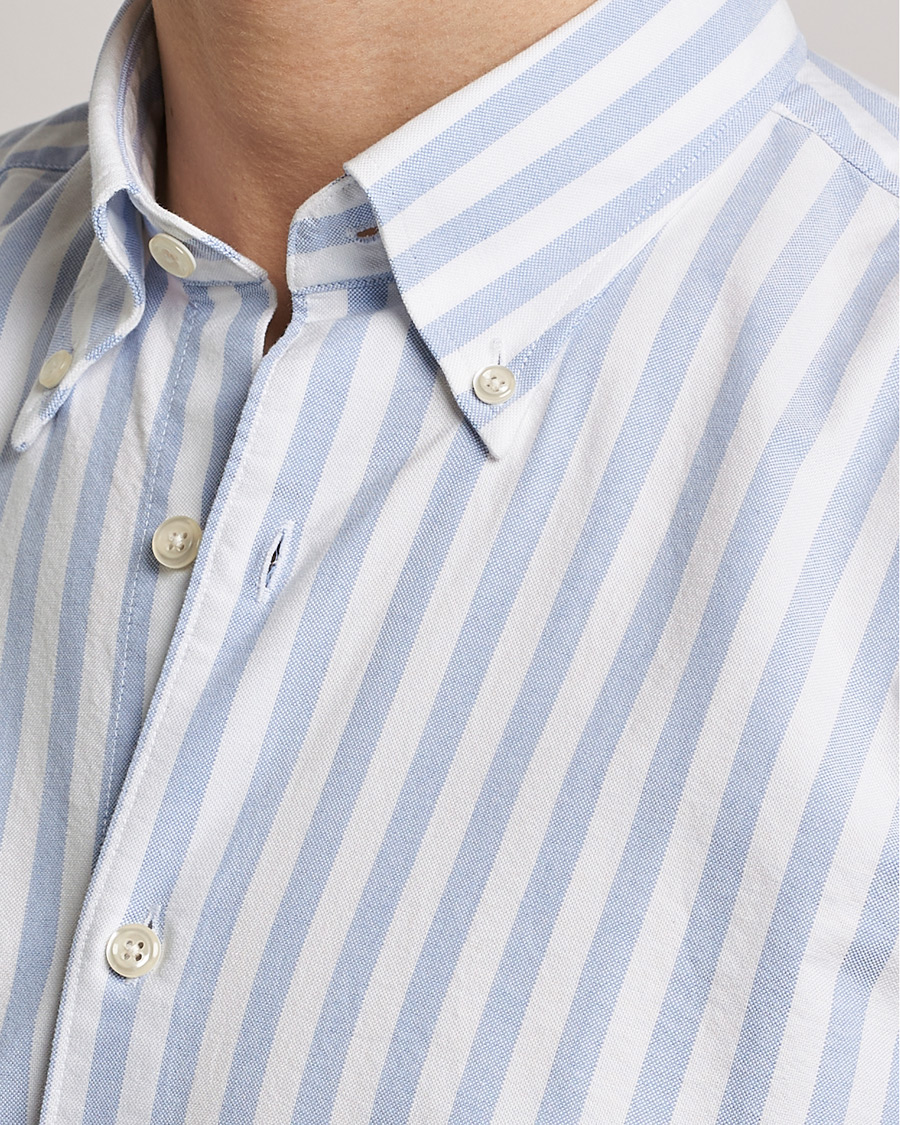 Herr | Skjortor | Oscar Jacobson | Regular Fit Button Down Striped Oxford Shirt Blue