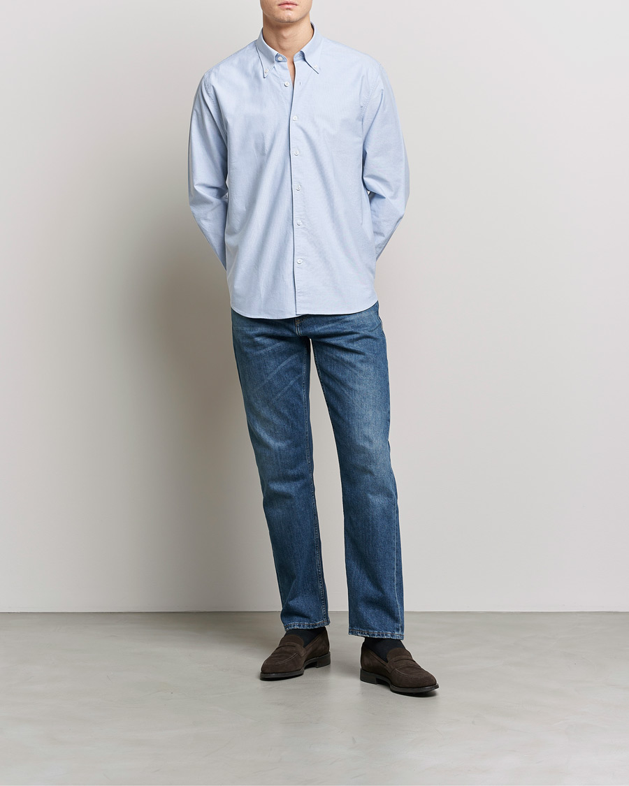 Herr | Skjortor | Oscar Jacobson | Regular Fit Button Down Oxford Shirt Light Blue