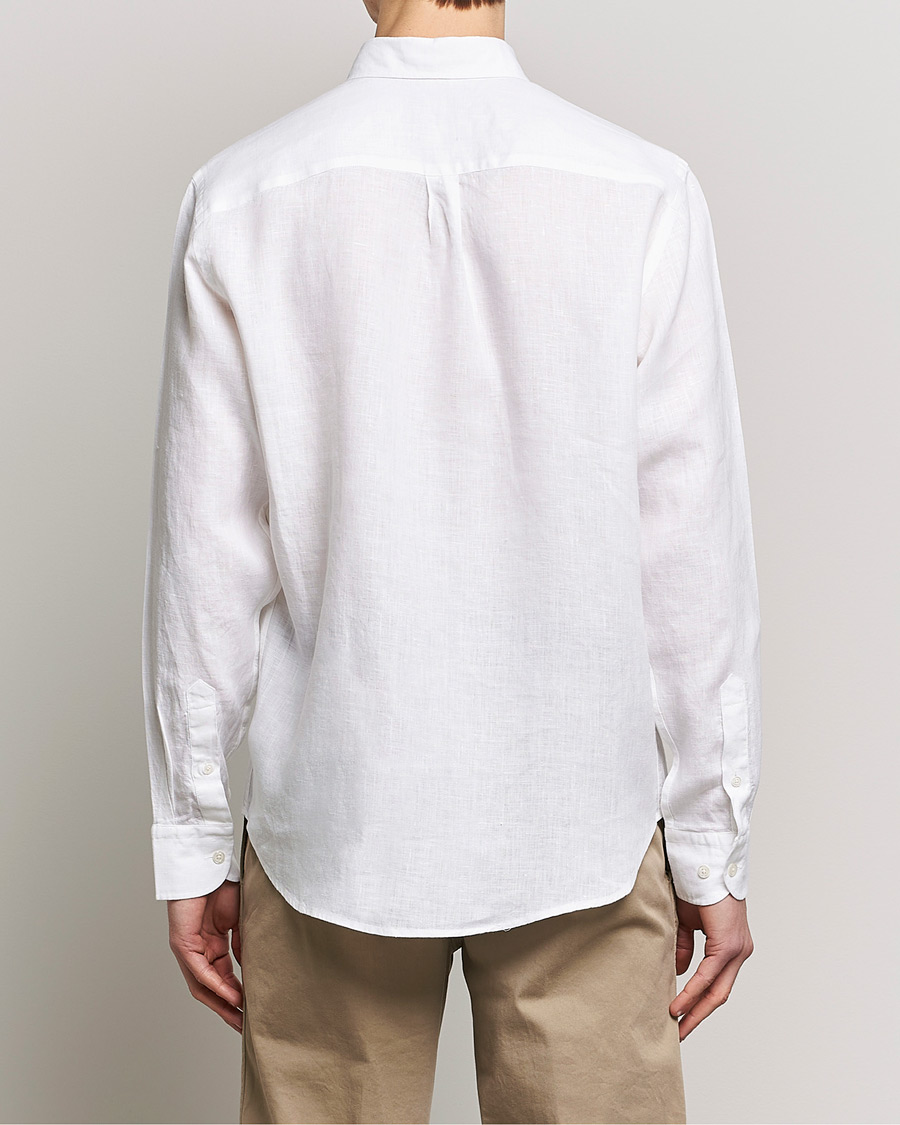 Herr | Skjortor | Oscar Jacobson | Regular Fit Button Down Linen Shirt White