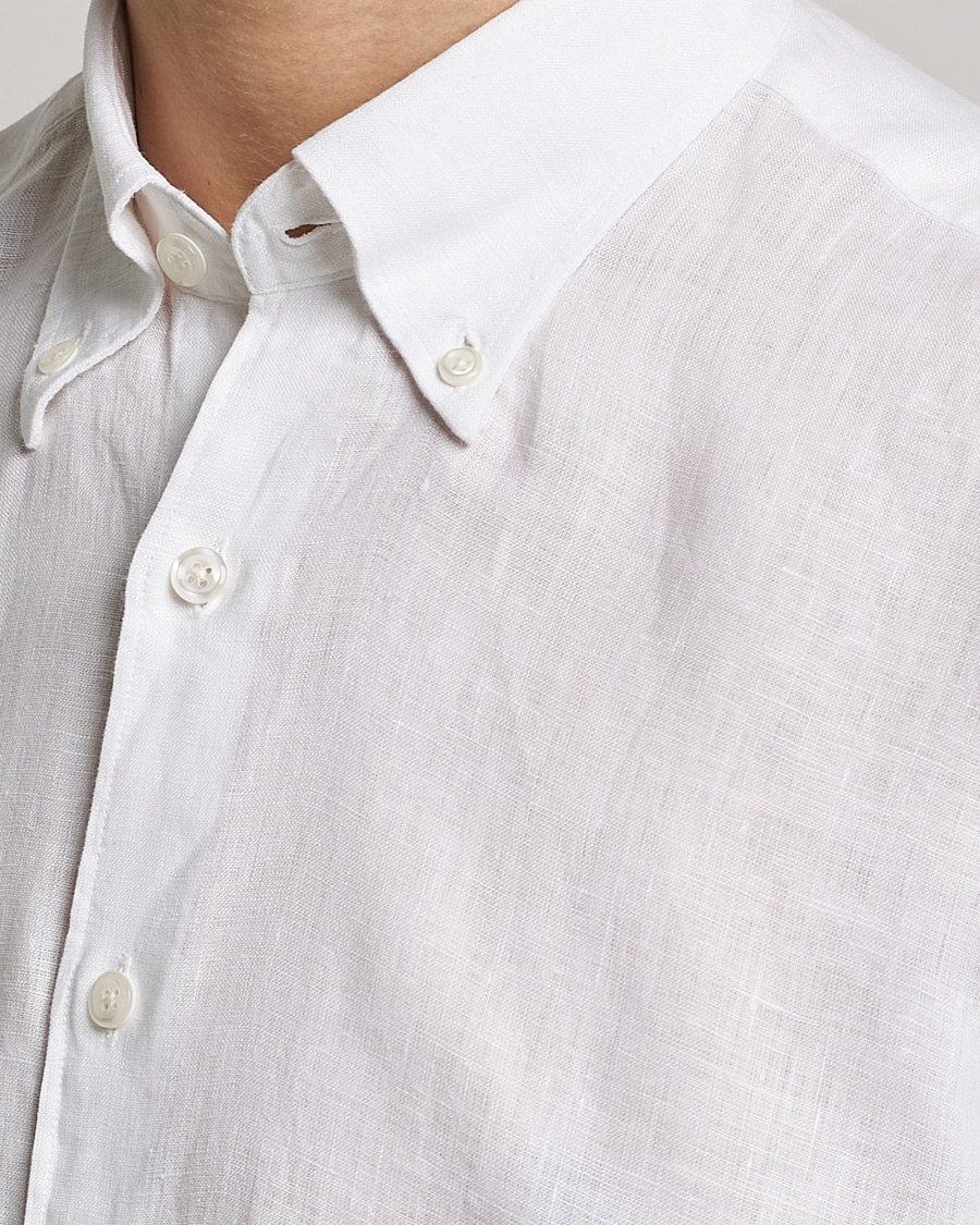 Herr | Skjortor | Oscar Jacobson | Regular Fit Button Down Linen Shirt White
