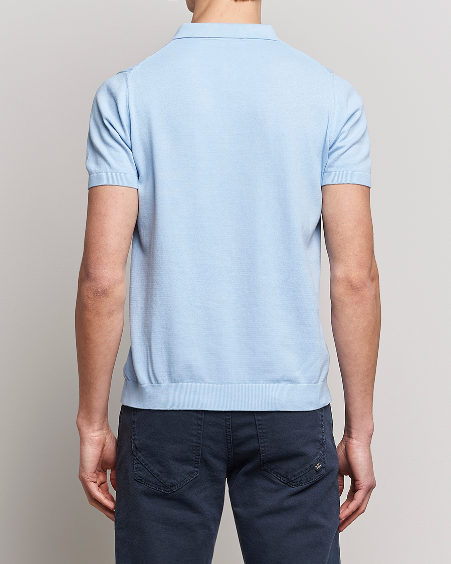 Herr | Pikéer | Oscar Jacobson | Bard Short Sleeve Structured Cotton Polo Light Blue
