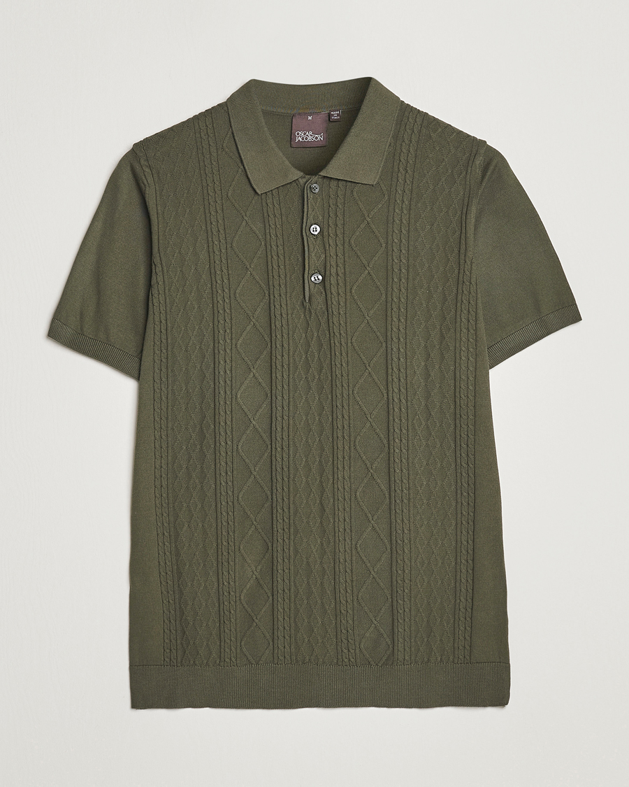 Herr | Pikéer | Oscar Jacobson | Bard Short Sleeve Structured Cotton Polo Olive