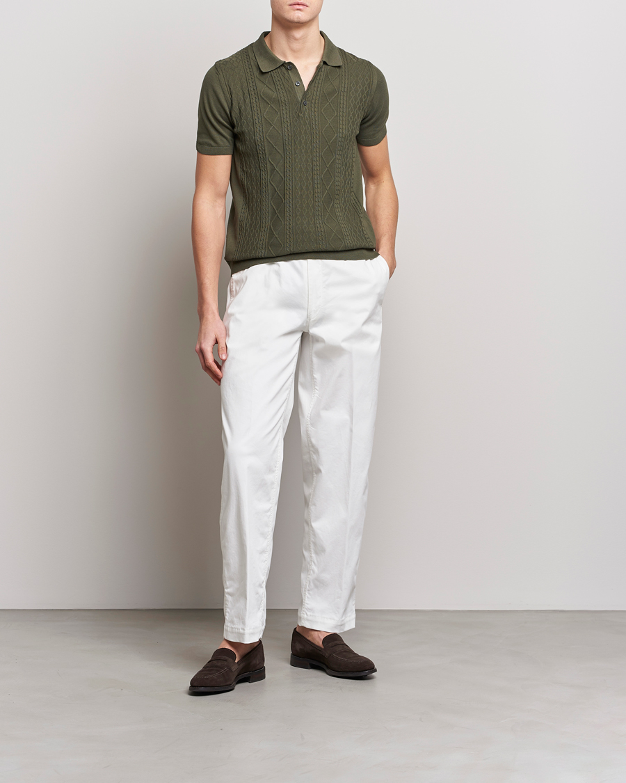 Herr | Pikéer | Oscar Jacobson | Bard Short Sleeve Structured Cotton Polo Olive