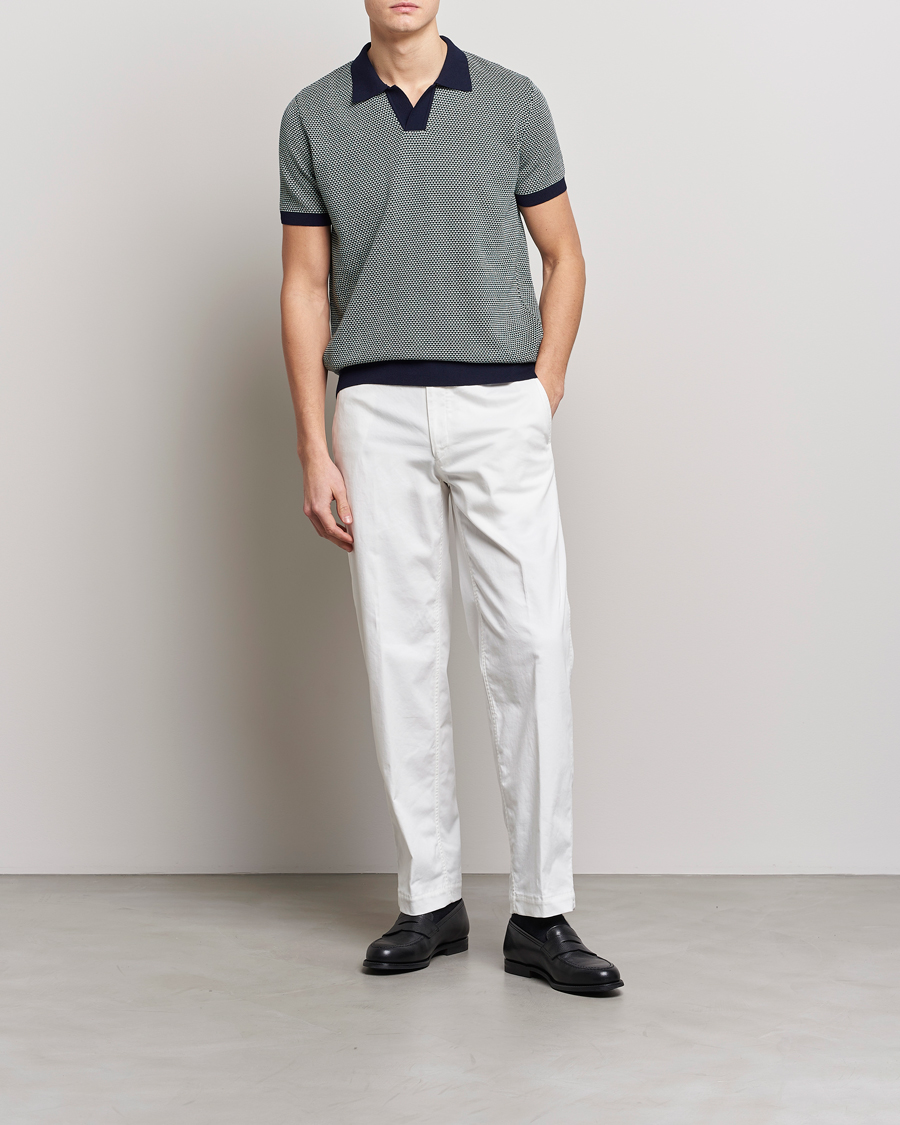 Herr | Pikéer | Oscar Jacobson | Dalius Cotton Woven Structure Cotton Polo Green