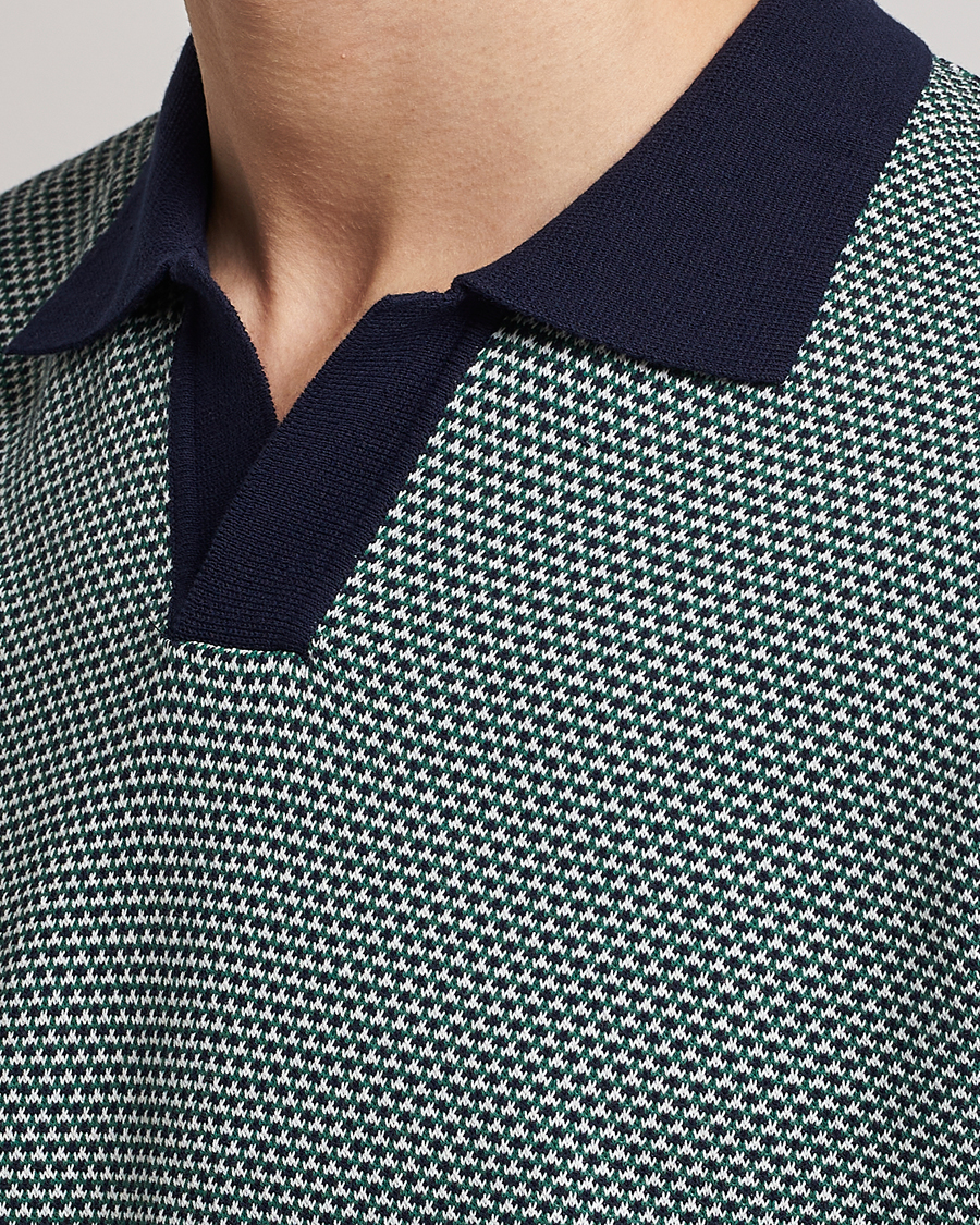 Herr | Pikéer | Oscar Jacobson | Dalius Cotton Woven Structure Cotton Polo Green