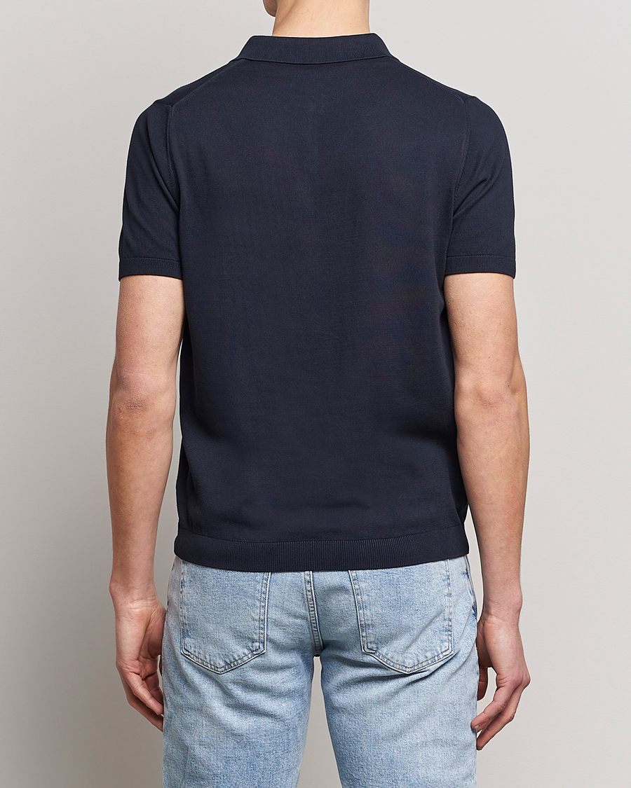 Herr | Pikéer | Oscar Jacobson | Otto Short Sleeve Zip Polo Navy