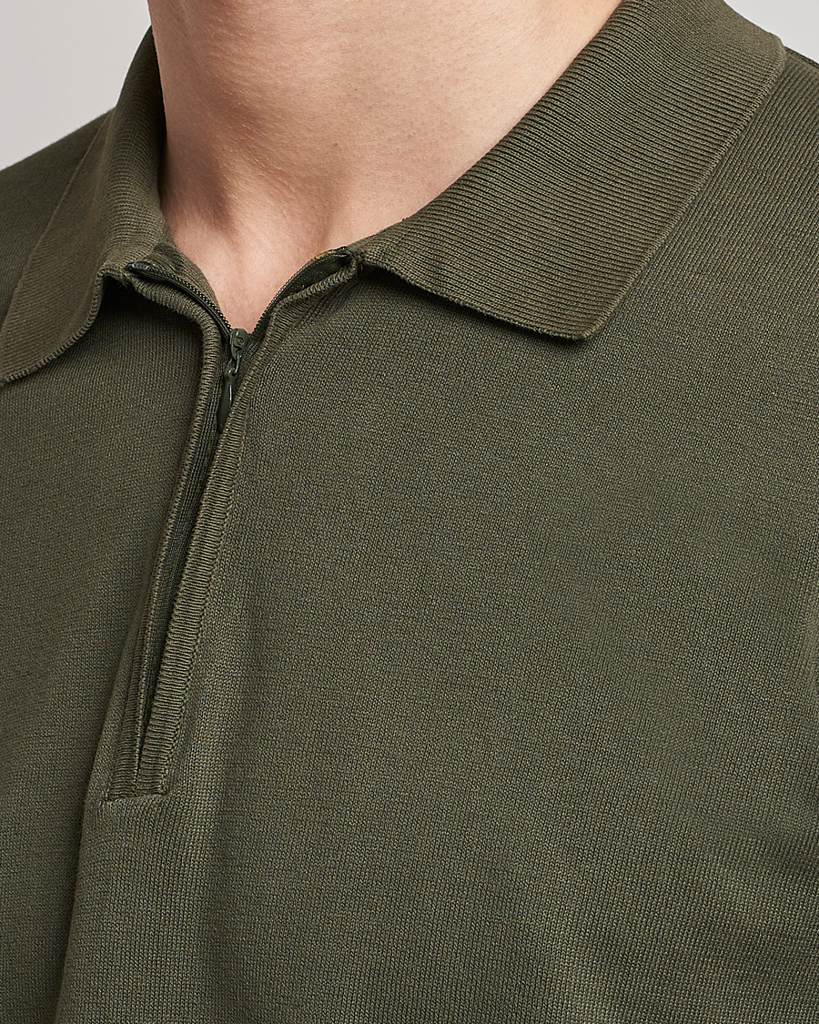 Herr | Pikéer | Oscar Jacobson | Otto Short Sleeve Zip Polo Olive