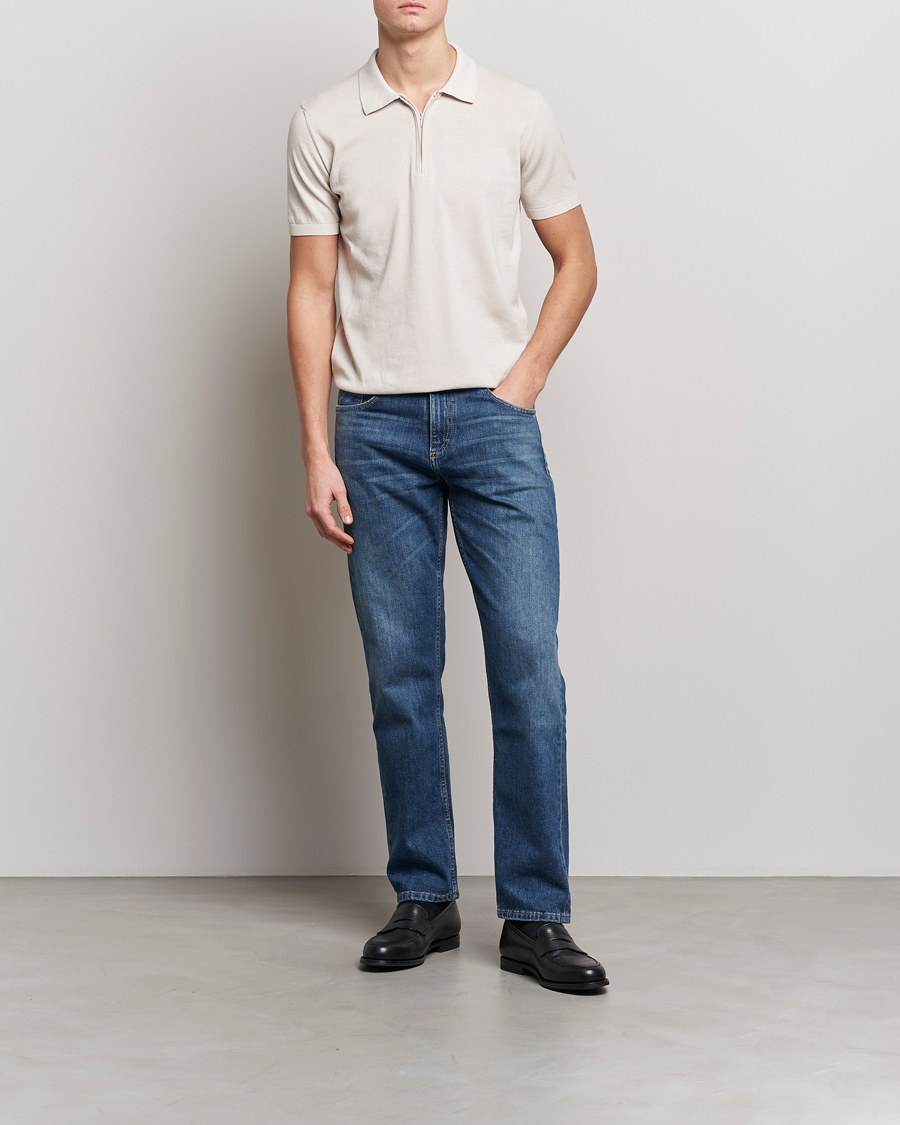 Herr | Pikéer | Oscar Jacobson | Otto Short Sleeve Zip Polo Creme