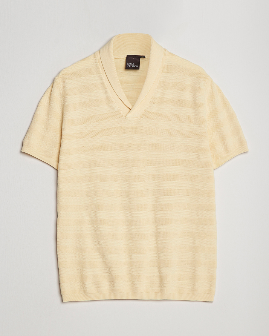 Herr | Pikéer | Oscar Jacobson | Rolle Garment Dye Structured Cotton Polo Yellow
