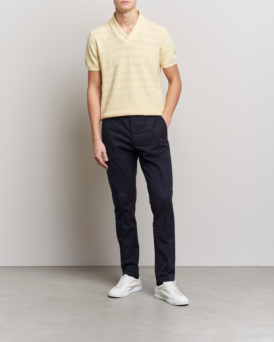 Herr | Pikéer | Oscar Jacobson | Rolle Garment Dye Structured Cotton Polo Yellow