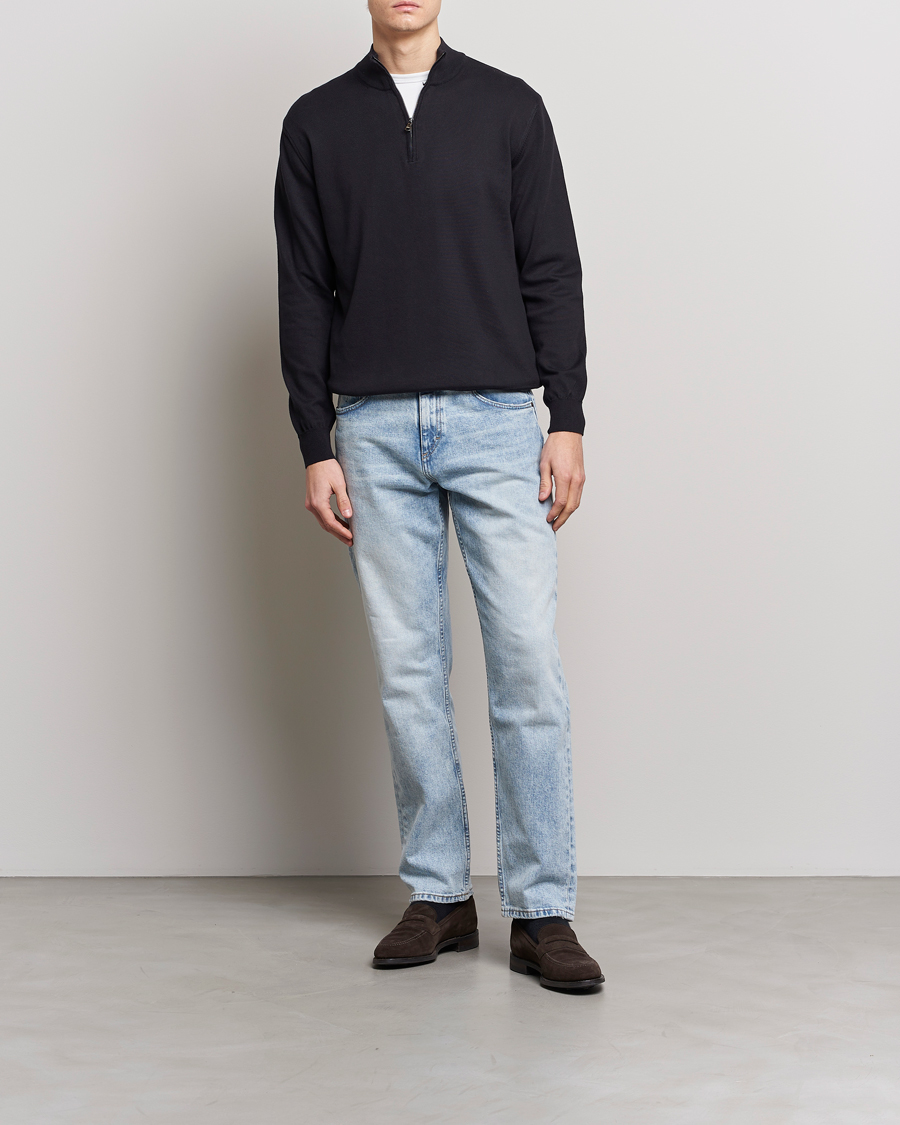 Herr | Tröjor | Oscar Jacobson | Pat Cotton Half Zip Navy