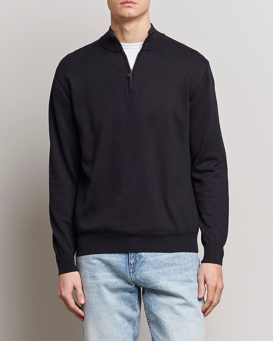 Herr | Tröjor | Oscar Jacobson | Pat Cotton Half Zip Navy
