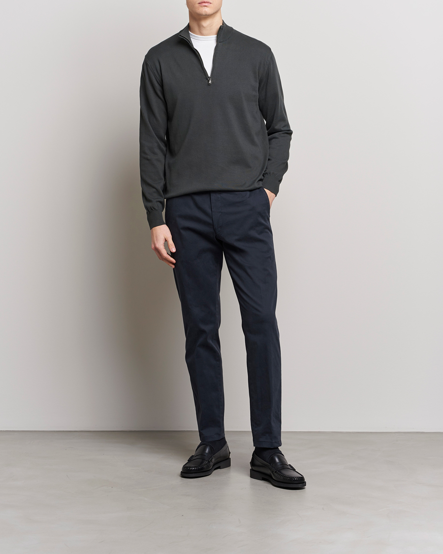 Herr | Tröjor | Oscar Jacobson | Pat Cotton Half Zip Green