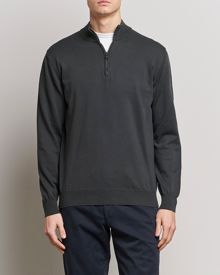Herr | Tröjor | Oscar Jacobson | Pat Cotton Half Zip Green