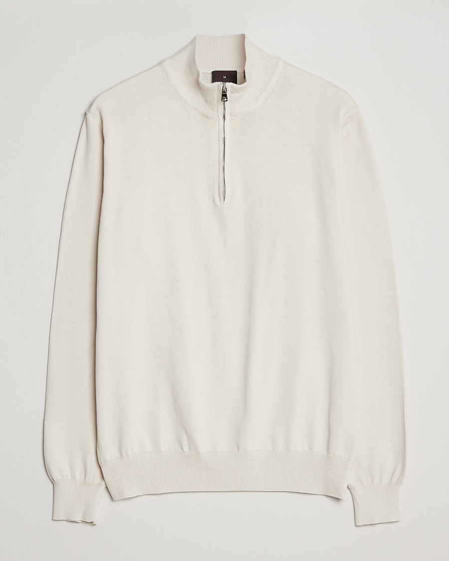 Herr | Tröjor | Oscar Jacobson | Pat Cotton Half Zip Off White