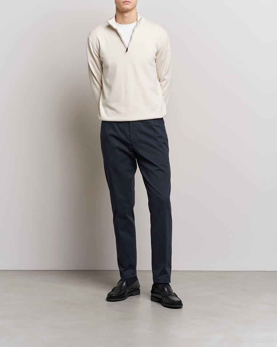 Herr | Tröjor | Oscar Jacobson | Pat Cotton Half Zip Off White