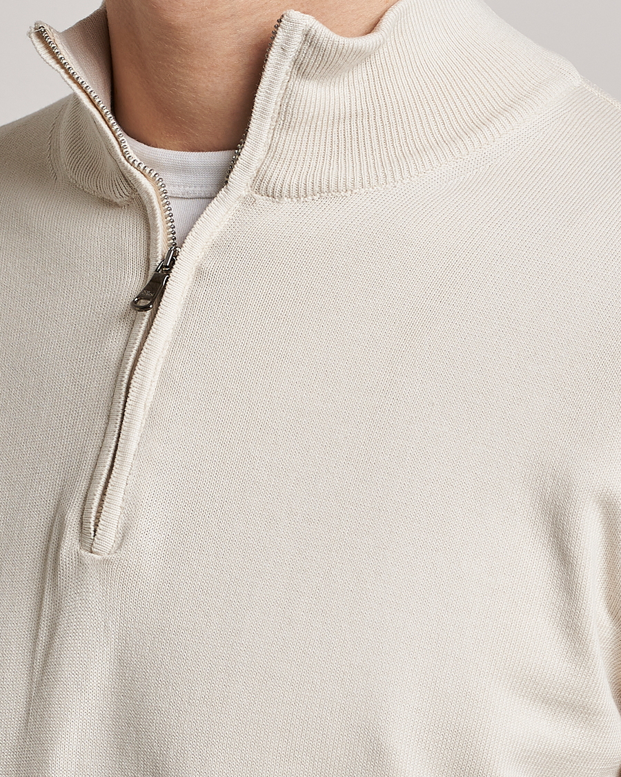 Herr | Tröjor | Oscar Jacobson | Pat Cotton Half Zip Off White