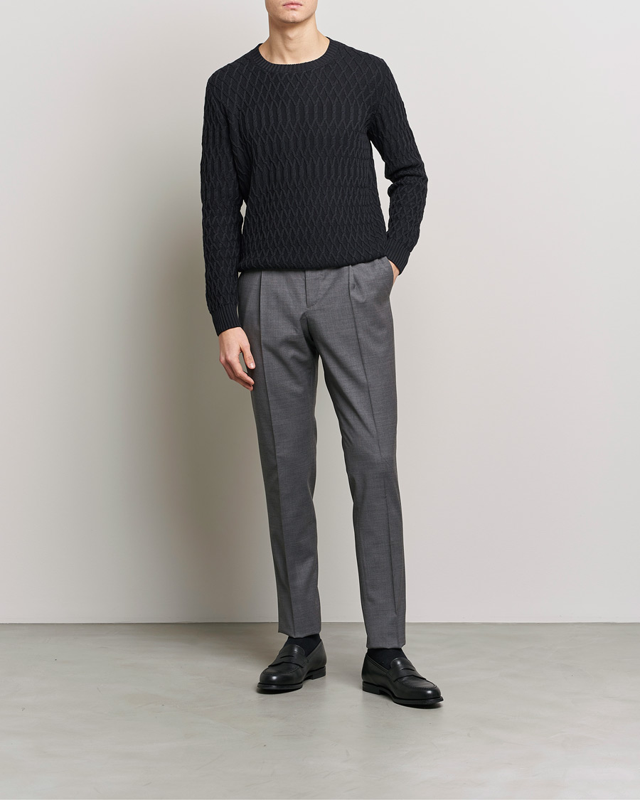 Herr | Tröjor | Oscar Jacobson | Cotton Fisherman Sweatshirt Navy