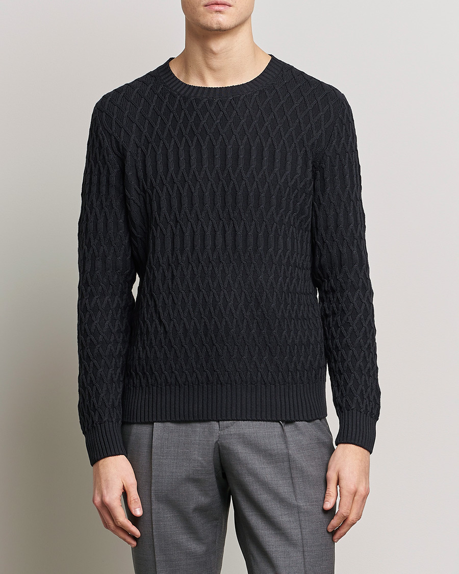 Herr | Tröjor | Oscar Jacobson | Cotton Fisherman Sweatshirt Navy