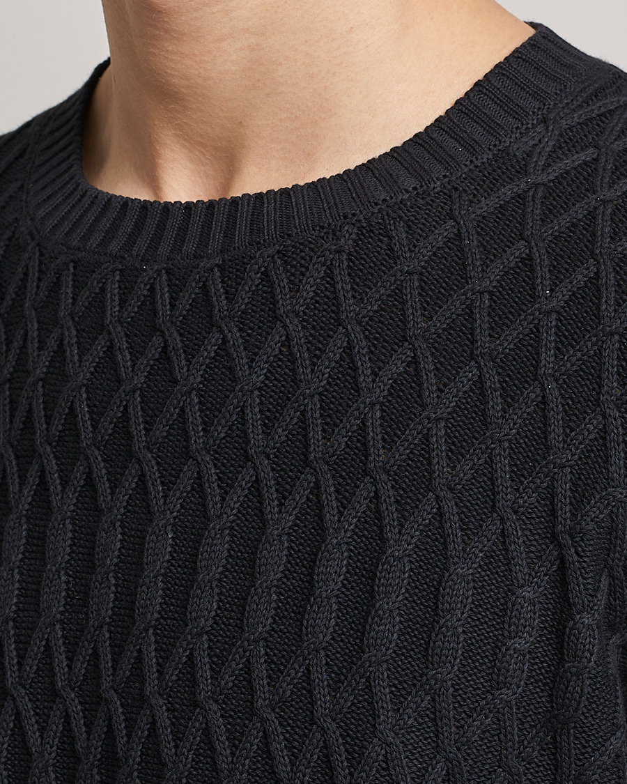 Herr | Tröjor | Oscar Jacobson | Cotton Fisherman Sweatshirt Navy