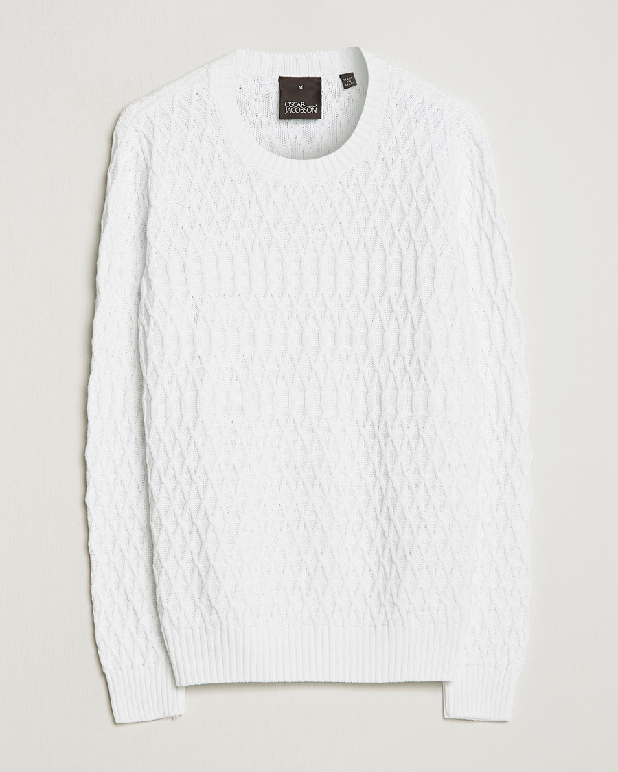 Herr | Tröjor | Oscar Jacobson | Cotton Fisherman Sweatshirt White