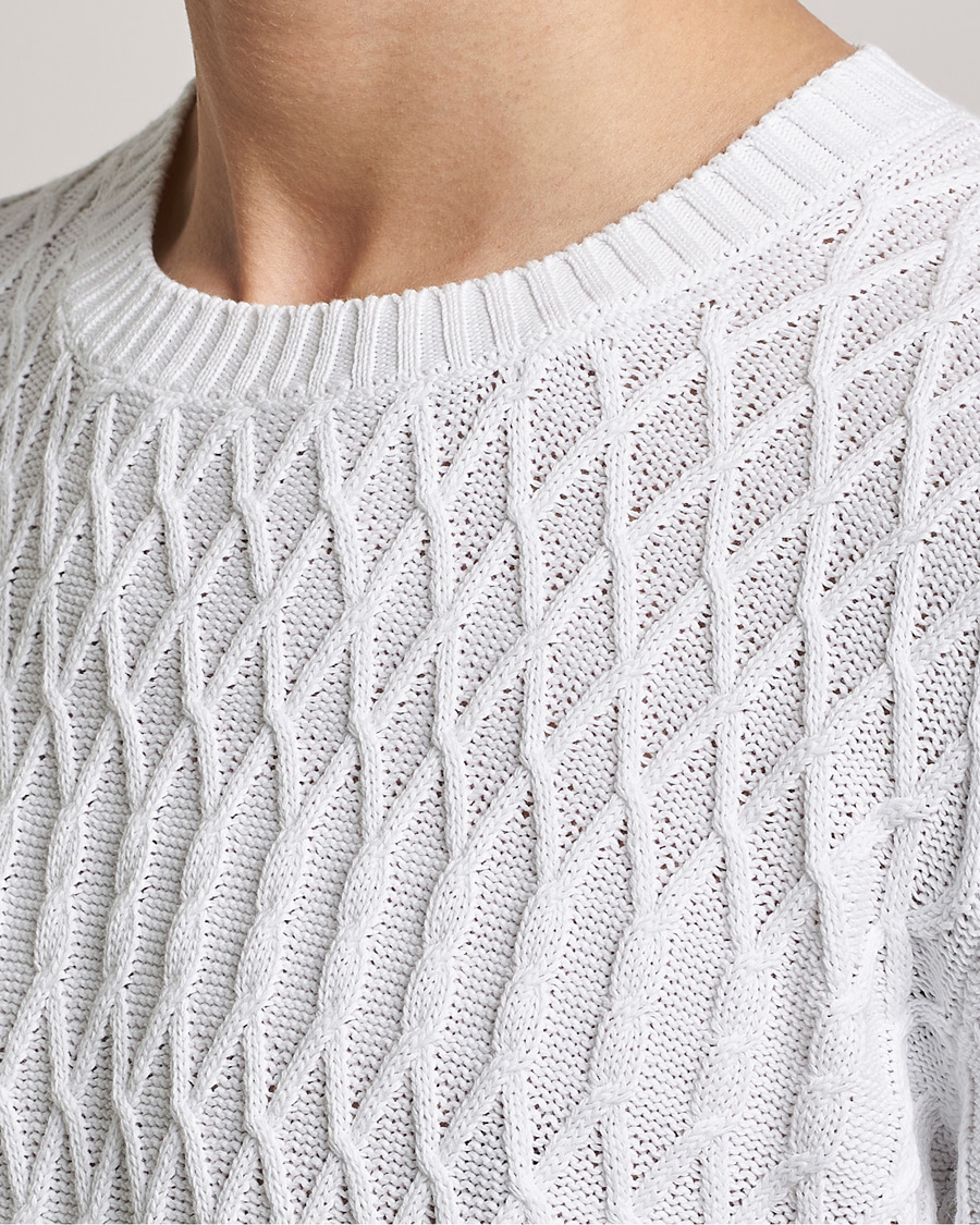 Herr | Tröjor | Oscar Jacobson | Cotton Fisherman Sweatshirt White