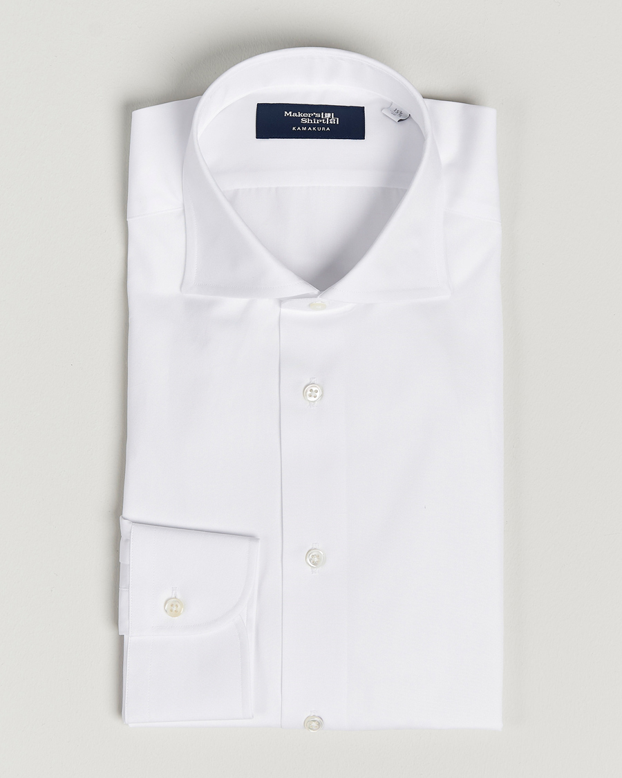 Herr | Skjortor | Kamakura Shirts | Slim Fit Broadcloth Shirt White