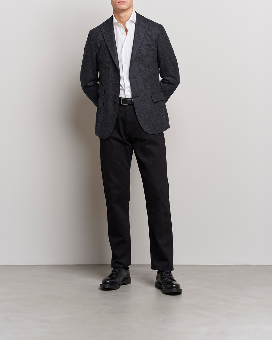 Herr | Businesskjortor | Kamakura Shirts | Slim Fit Broadcloth Shirt White