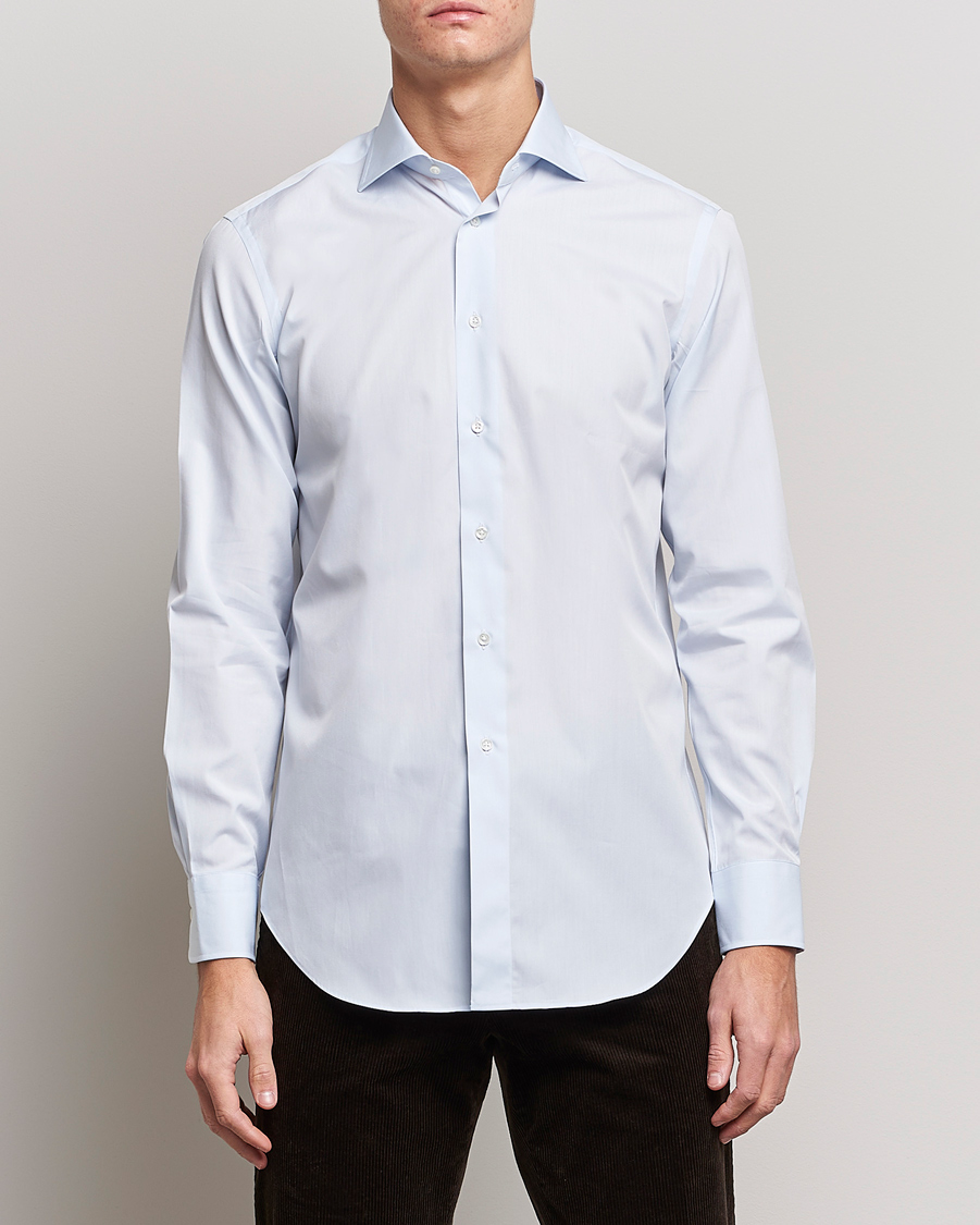 Herr |  | Kamakura Shirts | Slim Fit Broadcloth Shirt Light Blue