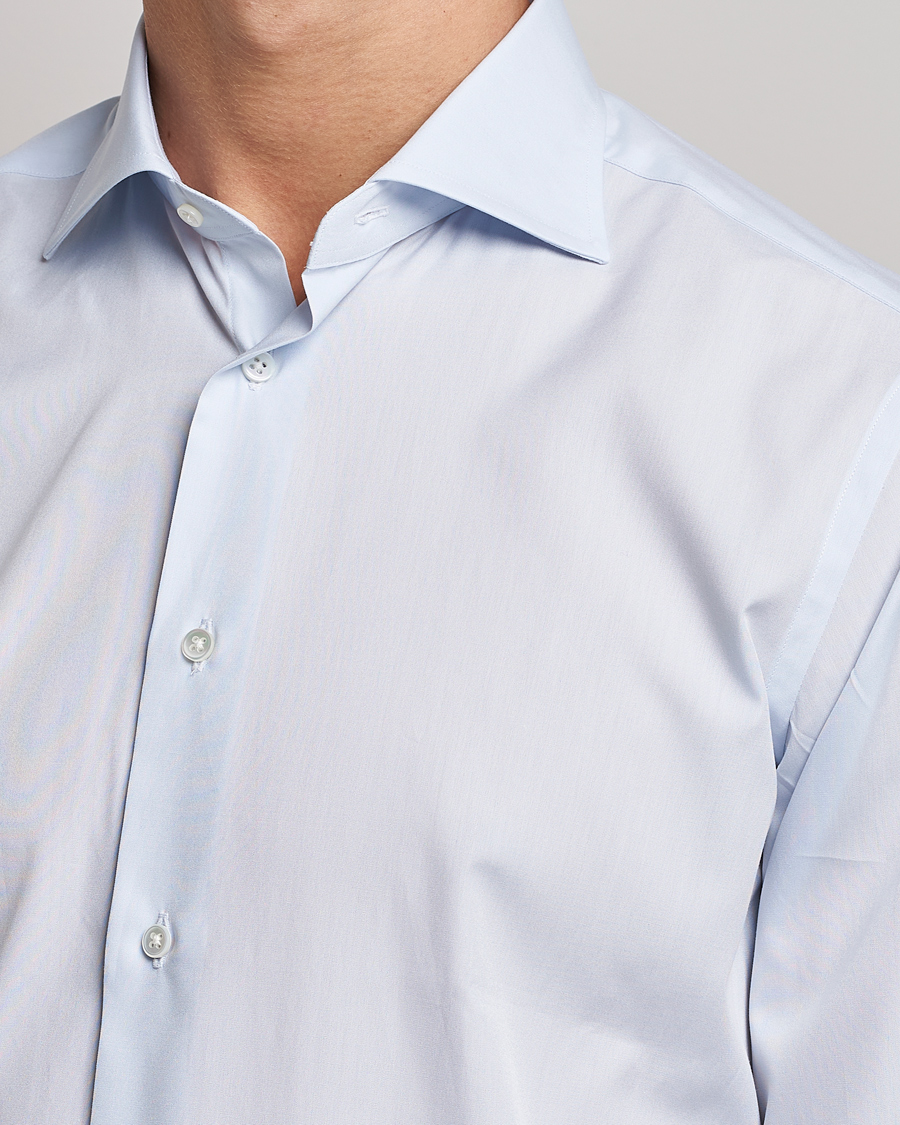 Herr | Skjortor | Kamakura Shirts | Slim Fit Broadcloth Shirt Light Blue