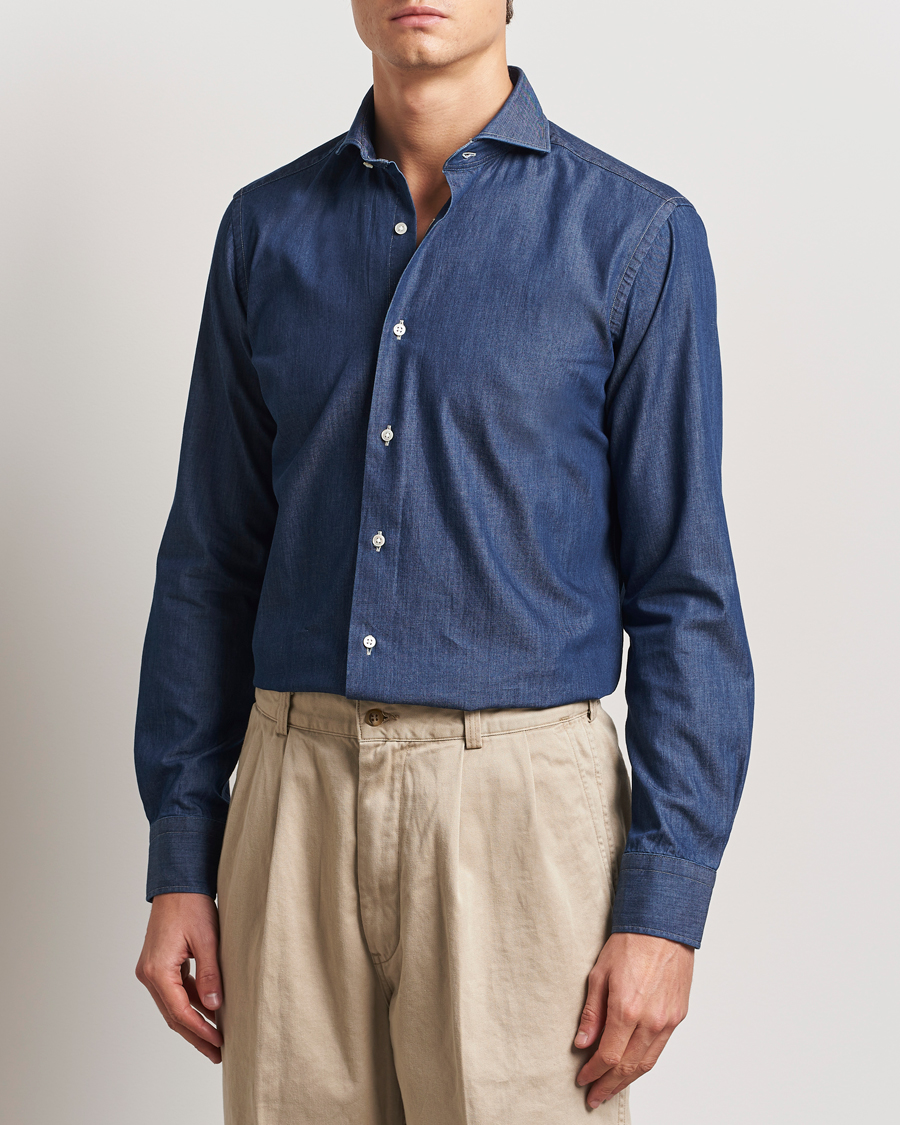 Herr | Kamakura Shirts | Kamakura Shirts | Slim Fit Denim Shirt Dark Indigo