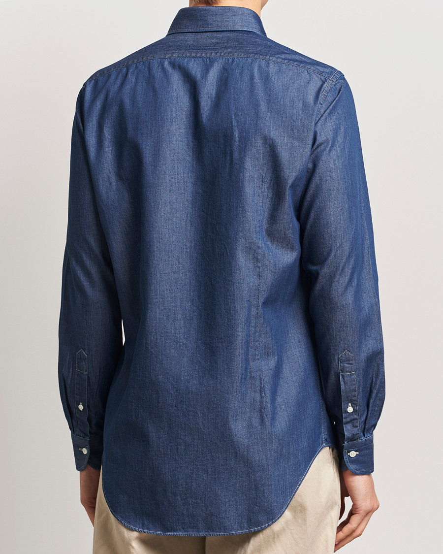 Herr | Skjortor | Kamakura Shirts | Slim Fit Denim Shirt Dark Indigo