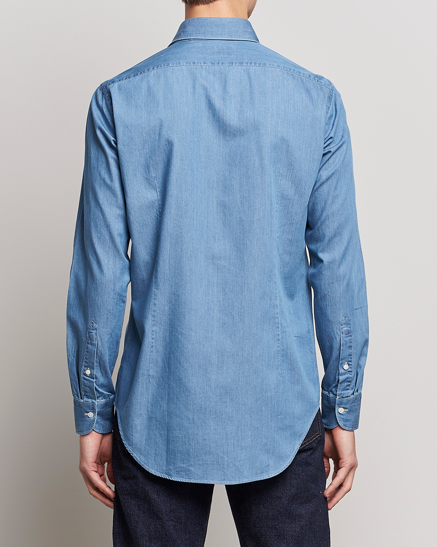 Herr | Skjortor | Kamakura Shirts | Slim Fit Denim Shirt Light Indigo