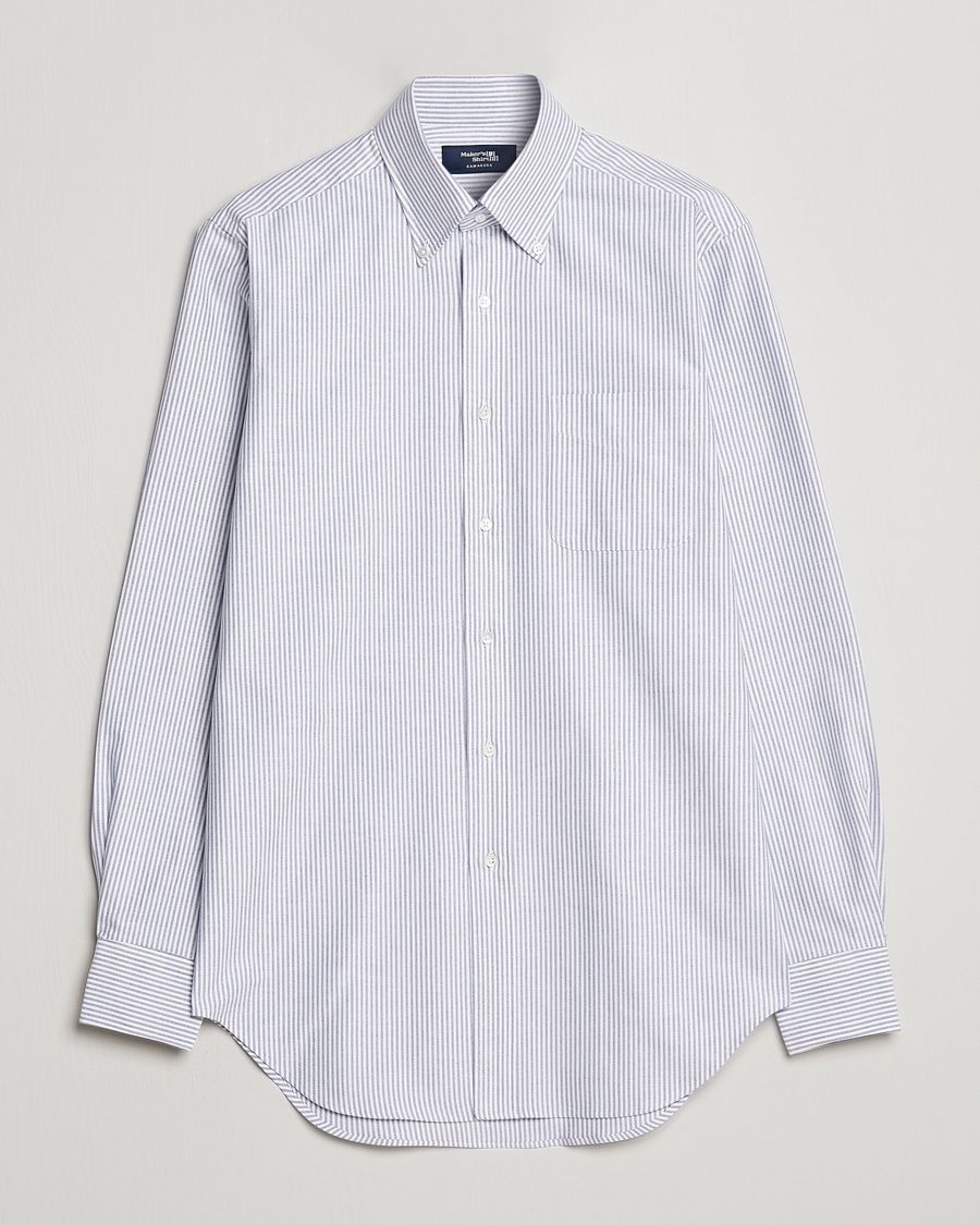 Herr | Skjortor | Kamakura Shirts | Slim Fit Striped Oxford BD Shirt Light Blue
