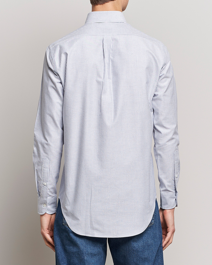 Herr | Skjortor | Kamakura Shirts | Slim Fit Striped Oxford BD Shirt Light Blue