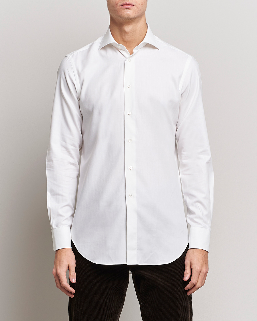 Herr | Japanese Department | Kamakura Shirts | Slim Fit Cashmere Blend Shirt White