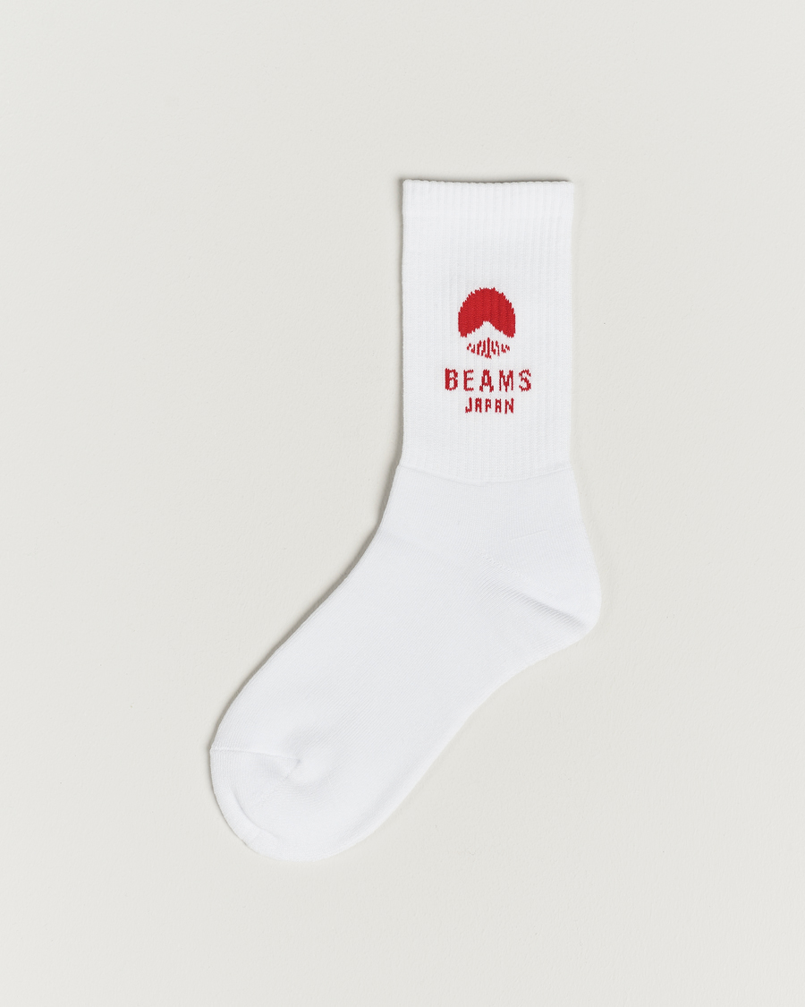 Herr |  | Beams Japan | Logo Socks White/Red