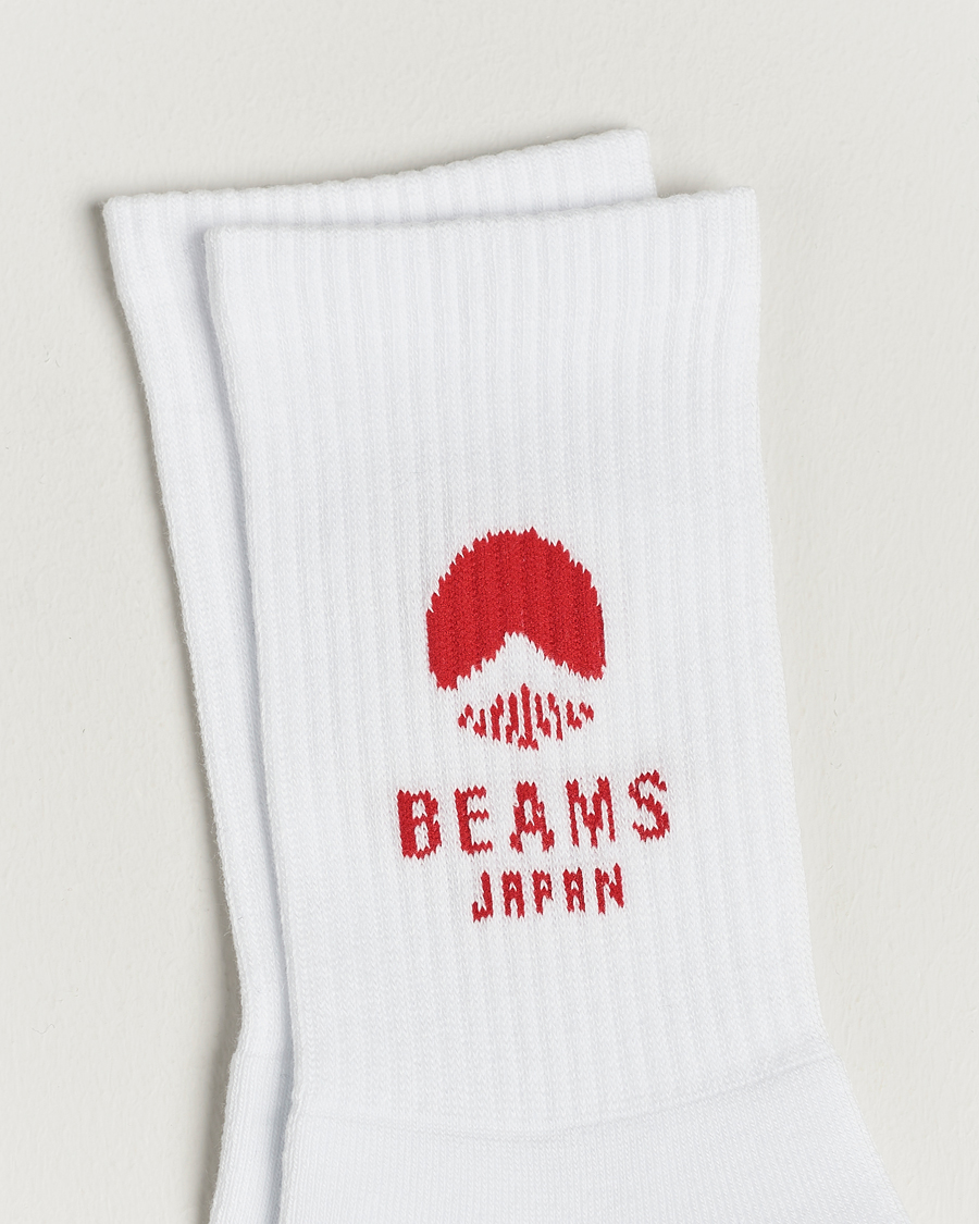 Herr | Strumpor | Beams Japan | Logo Socks White/Red