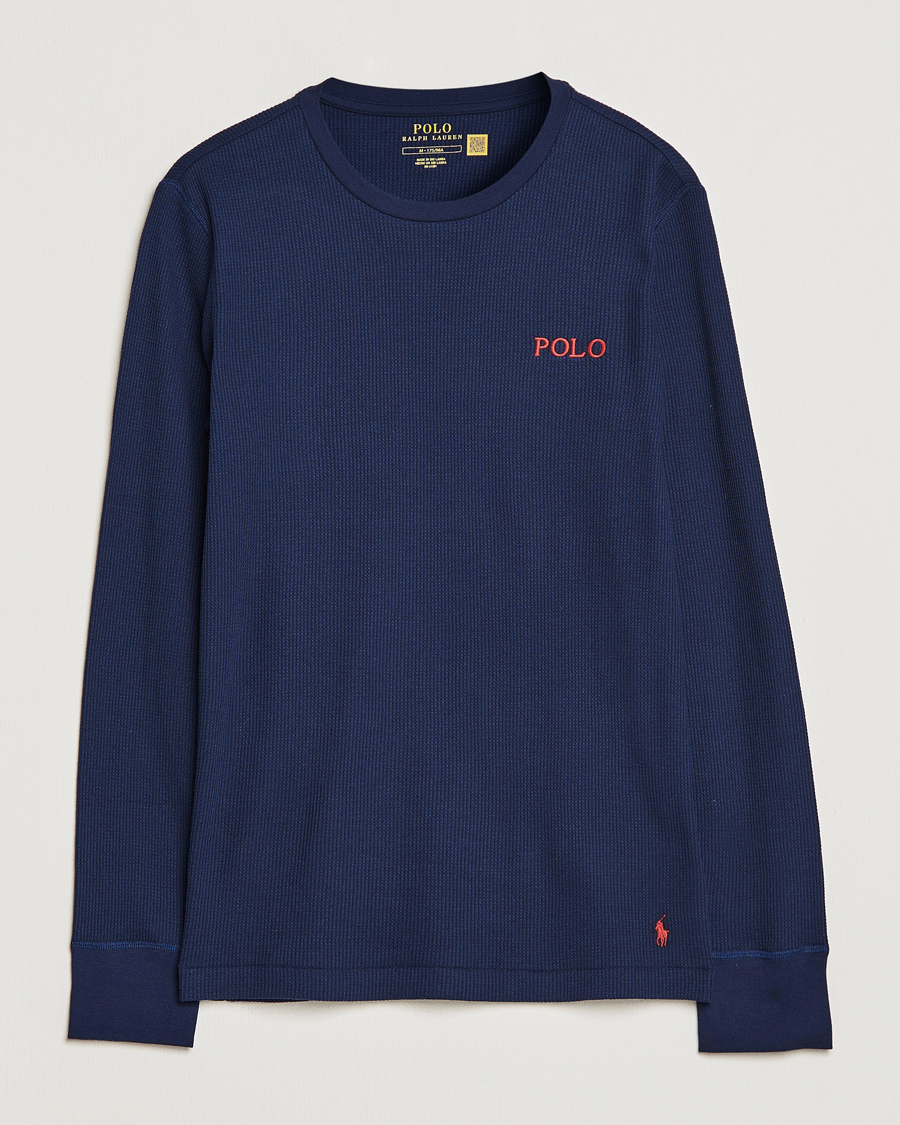 Herr | T-Shirts | Polo Ralph Lauren | Waffle Long Sleeve Crew Neck Cruise Navy
