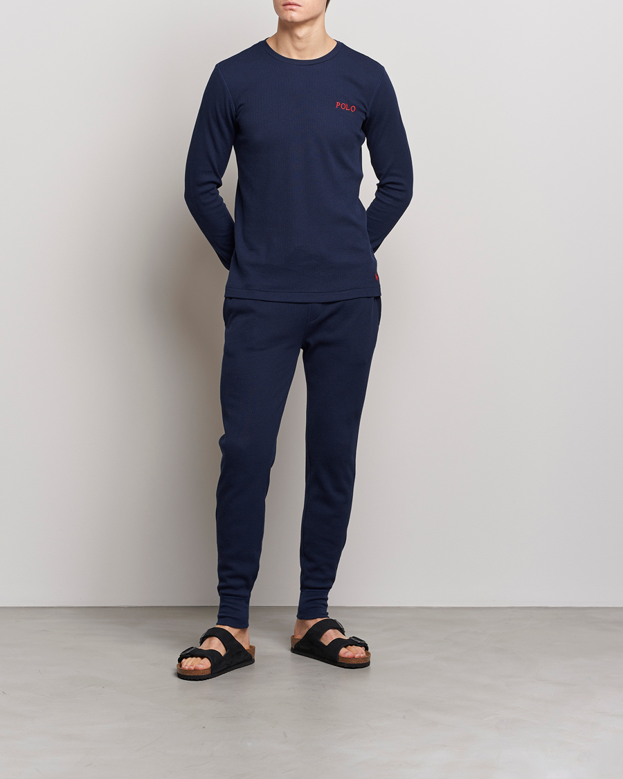 Herr | T-Shirts | Polo Ralph Lauren | Waffle Long Sleeve Crew Neck Cruise Navy